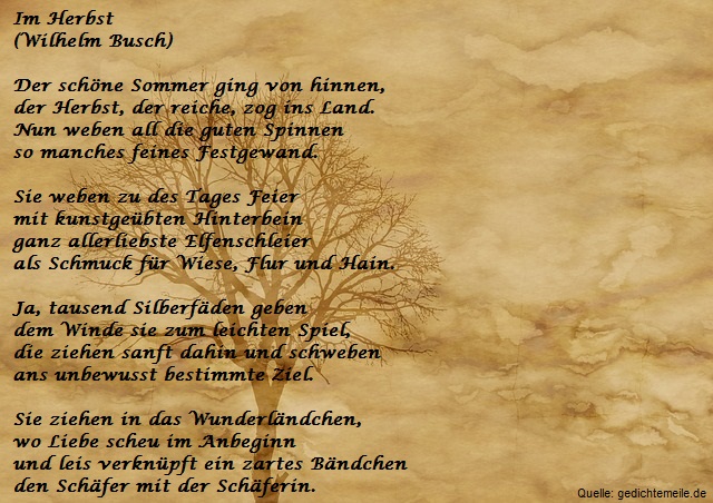 Herbst kurz gedicht Kurze Gedichte