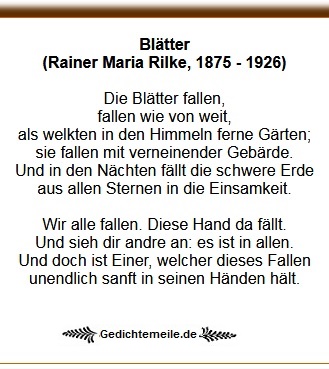 Glück rilke gedichte Freude gedicht